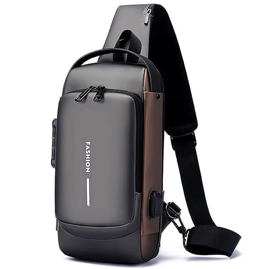 Crossbody Sling Bag For Men Women, Anti-Theft Fashion Chest Bag with USB Charging Port, Waterproof Shoulder Bag